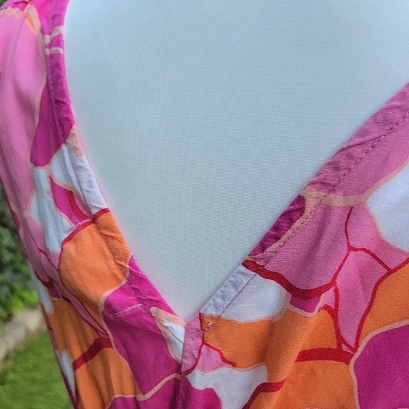 Japna Womens Pink and Orange Floral Y2K Babydoll Maxi Dress Sz M Boho Festival - Picture 4 of 7